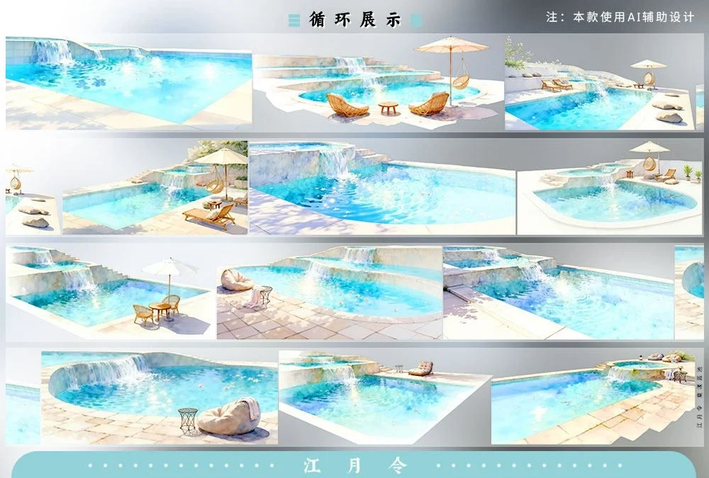 

Summer swimPool Landscape PET Washi Tape Sample Loop Decorative Sticker for DIY Journal Scrapbook Card Collage