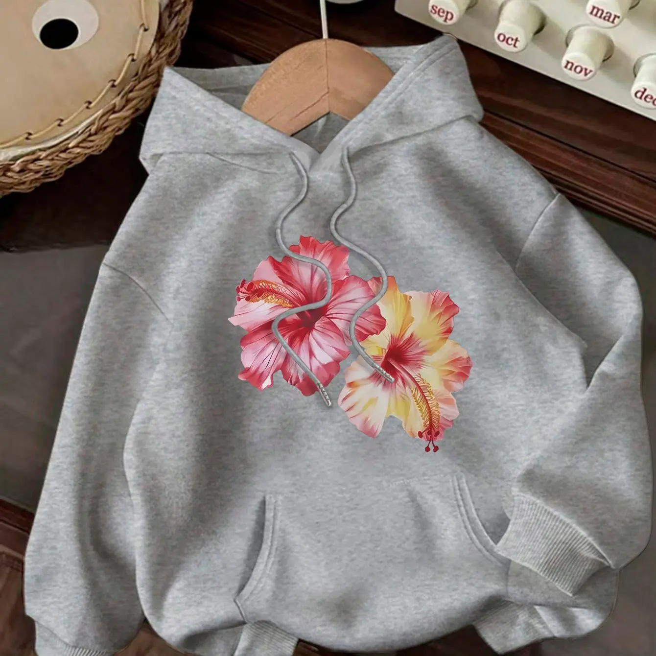 

Flower Graphic Printing Autumn and Winter Pure Cotton Men's and Women's Hoodies Casual Outdoor Street Sports Training Brand