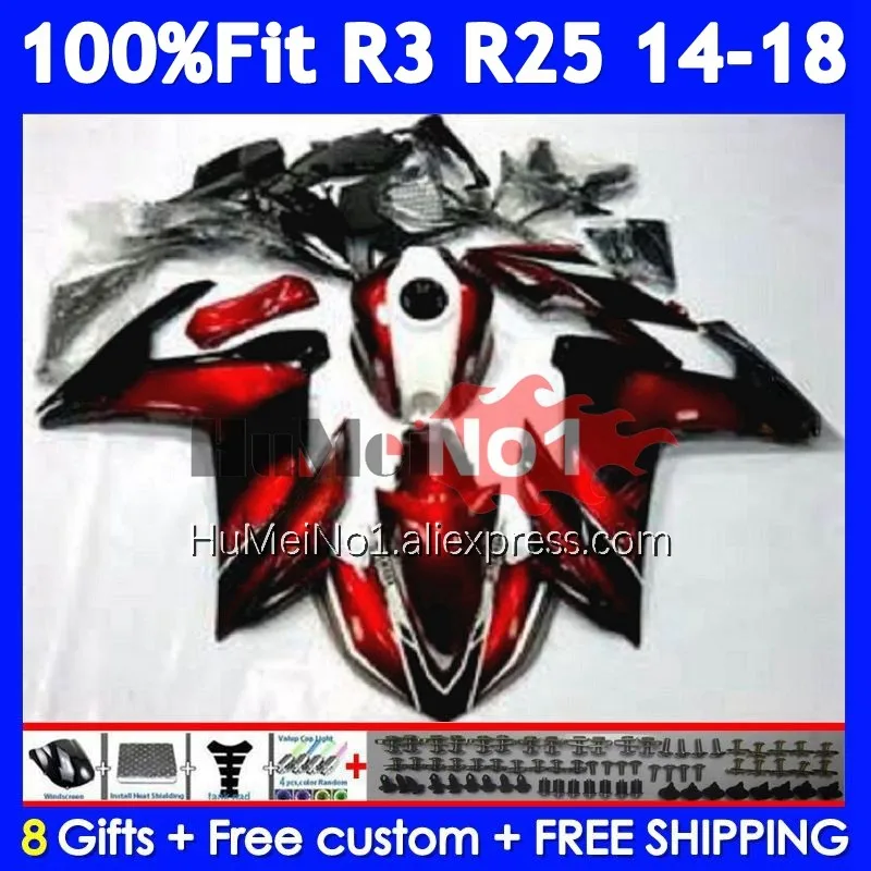 Body For YAMAHA YZF R3 R25 R 3 YZF-R3 YZFR25 373No.39 YZF-R25 YZFR3 Dark red 2014 2015 2016 2017 2018 14 15 16 17 18 Fairing