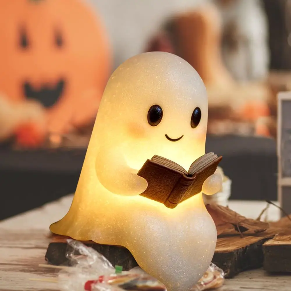 New Cute Ghost Reading Book Lamp Cute Ghost Reading Light LED Halloween Craft Ornament Gift