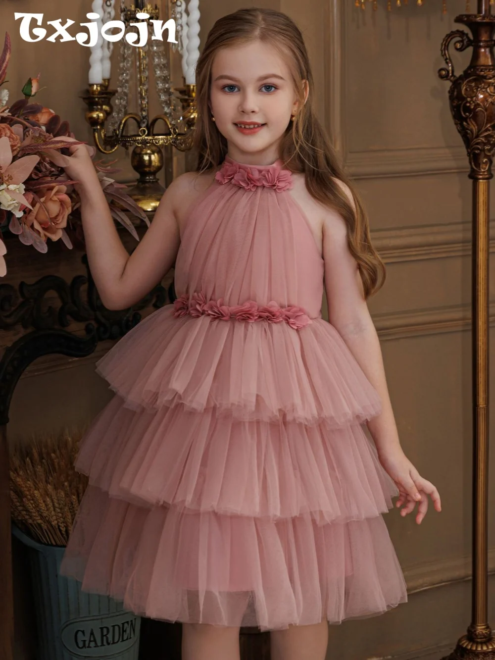 blush-pink-halter-neck-flower-girl-dress-2026-tiered-tulle-princess-pageant-dress-for-kids-wedding-birthday-party-ball-gown