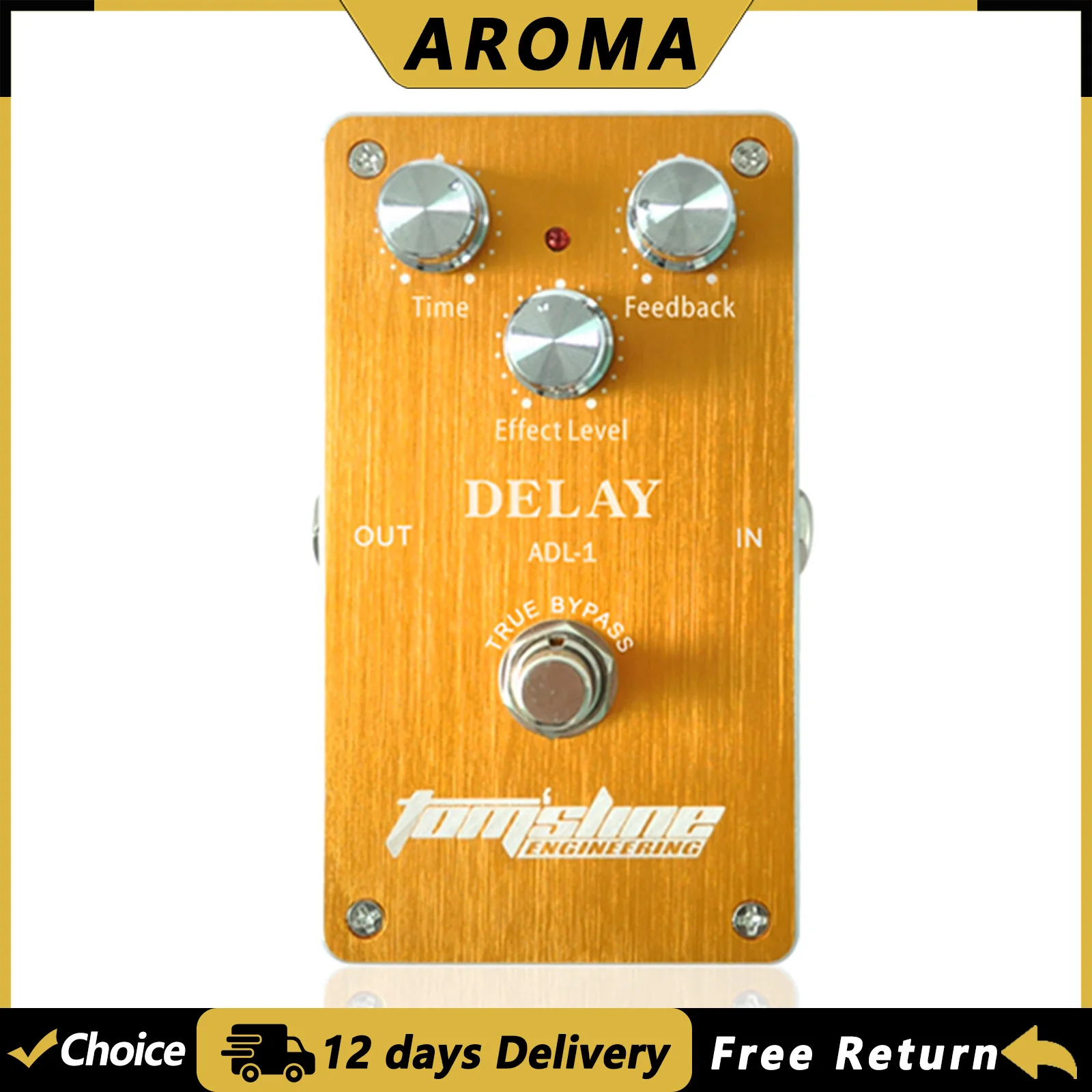 

AROMA ADL-1 Педаль эффектов задержки электрогитары True Bypass Корпус из алюминиевого сплава Детали электрогитары Педаль эффектов Изысканная