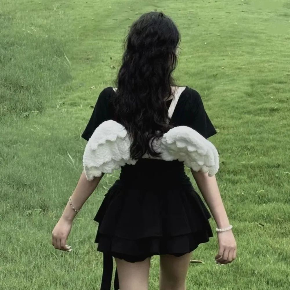 

Новый рюкзак с регулируемыми лямками и крыльями ангела, белый, на молнии, в стиле Лолита, из полиэстера, для униформы JK