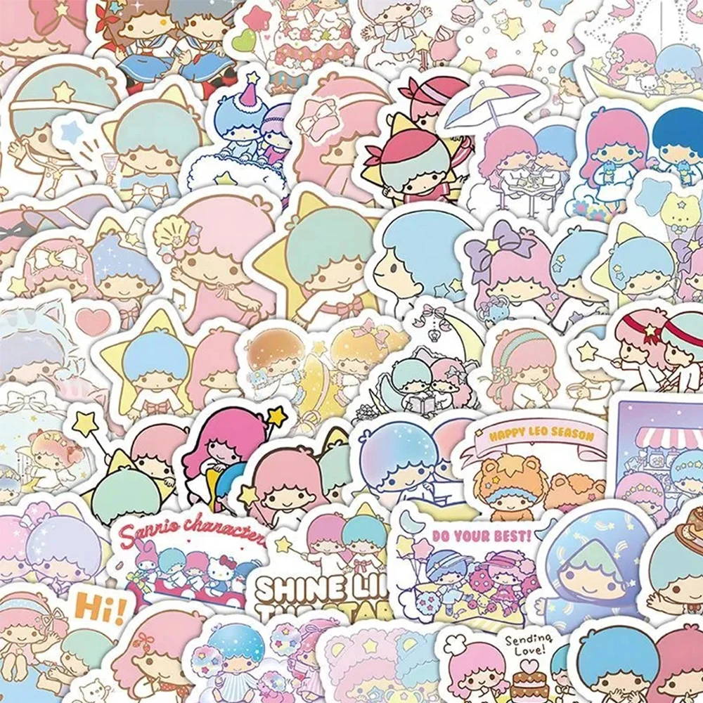 10/30/50/100pcs Cute Sanrio Little Twin Star Aesthetic Stickers Decals Laptop Suitcase Water Bottle Wall Kid Cartoon Sticker Toy