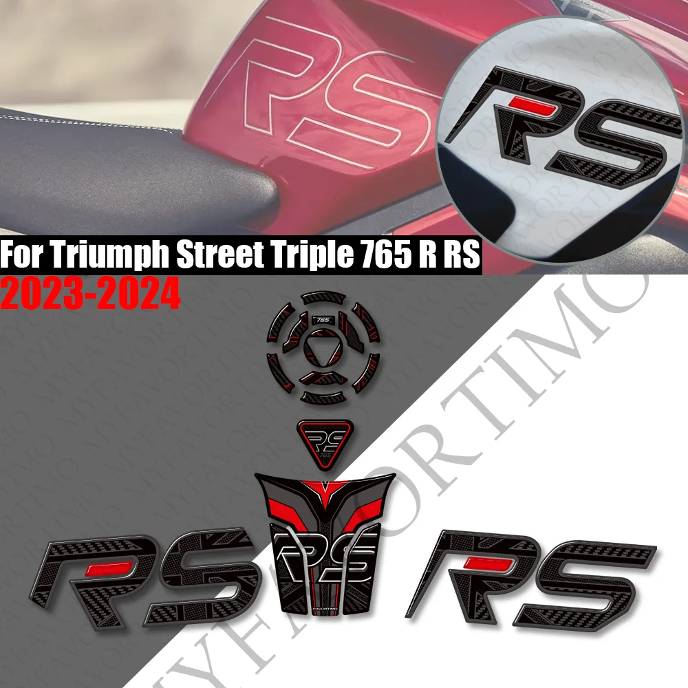 Para Triumph Street Triple 765R 765RS 2023 2024, almohadilla de tanque de combustible para motocicleta, pegatinas TankPad Moto, calcomanías de resina epoxi 765 R RS