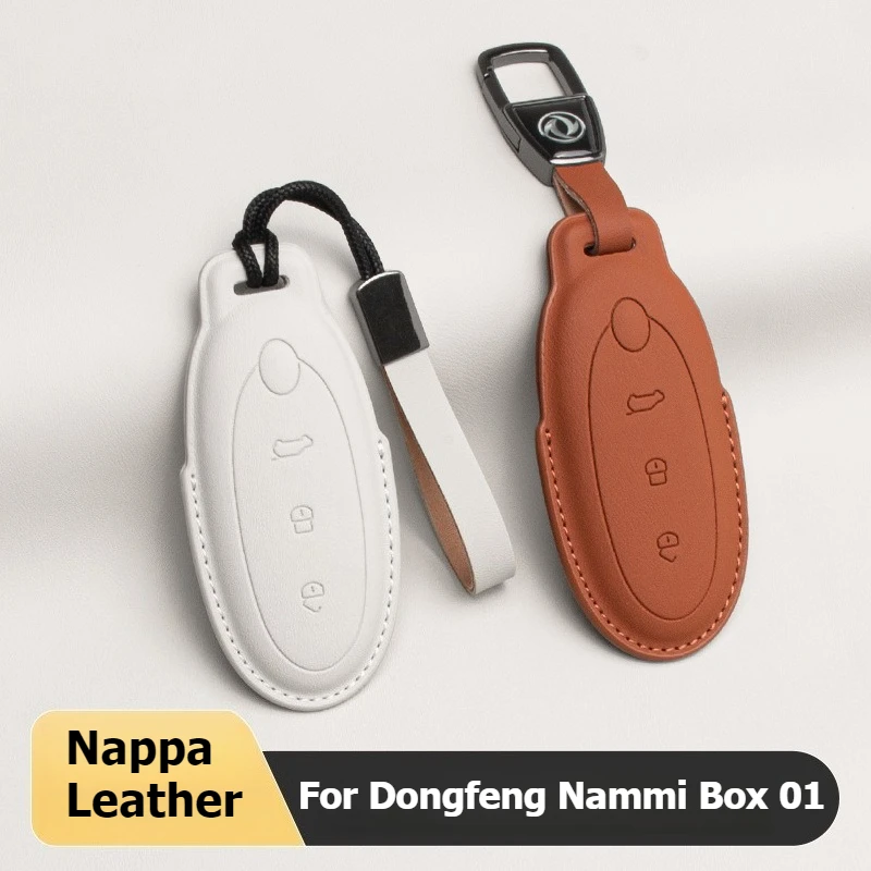 Car Key Case Cover for Dongfeng Nammi Box 01 Nappa Leather Car Key Case Cover Shell Fob Keychain Housing Interior Accessories