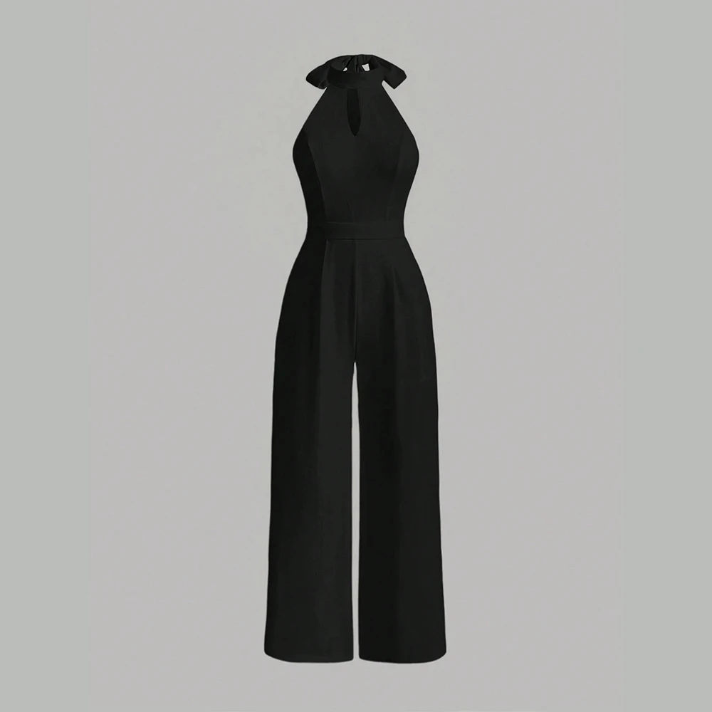 Rafiah Damen-Overalls, ganzjährig, modisch, koreanischer Ausschnitt, schlicht, schulterfrei, Neckholder, Knöchel, gerade, lässige Overalls