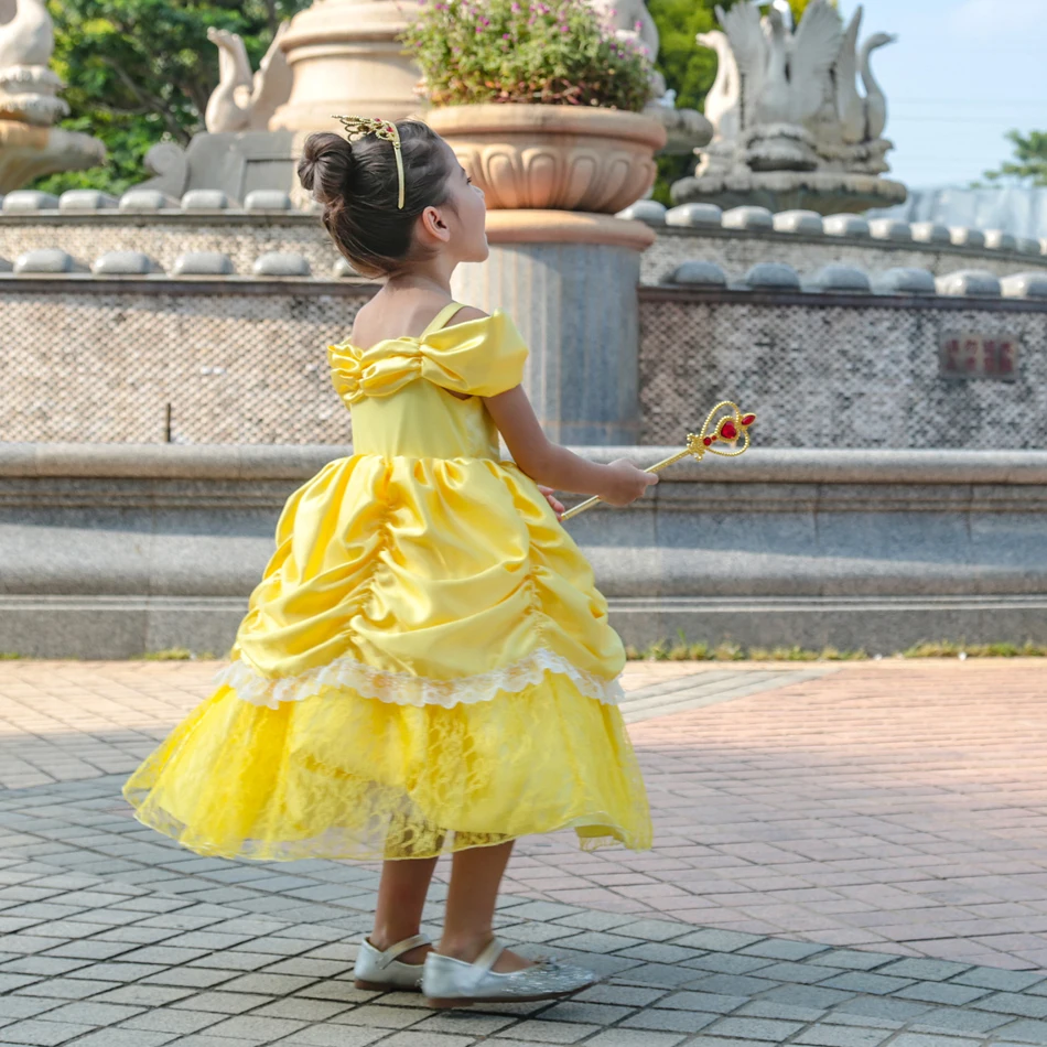 Disfraz de princesa bella para niña, traje de lujo con apliques, fiesta de cumpleaños vestido elegante para, conjuntos de disfraces de hadas