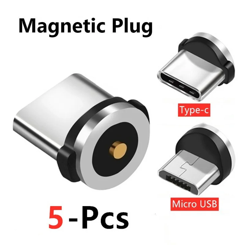 USLION 5 Pcs Micro USB Type C Magnetic Plugs For Mobile Phone Replacement Parts Durable Type C Converter Charging Cable Adapter