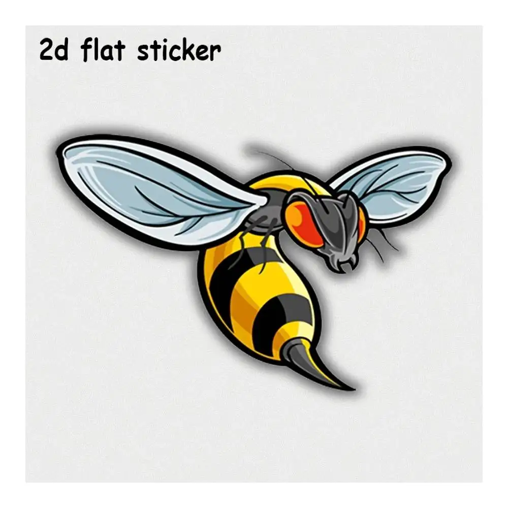 Colorful Cartoon Bee In Flight Decal For Laptops, Cars, Motorcycles, Water Bottles & Smooth Surfaces