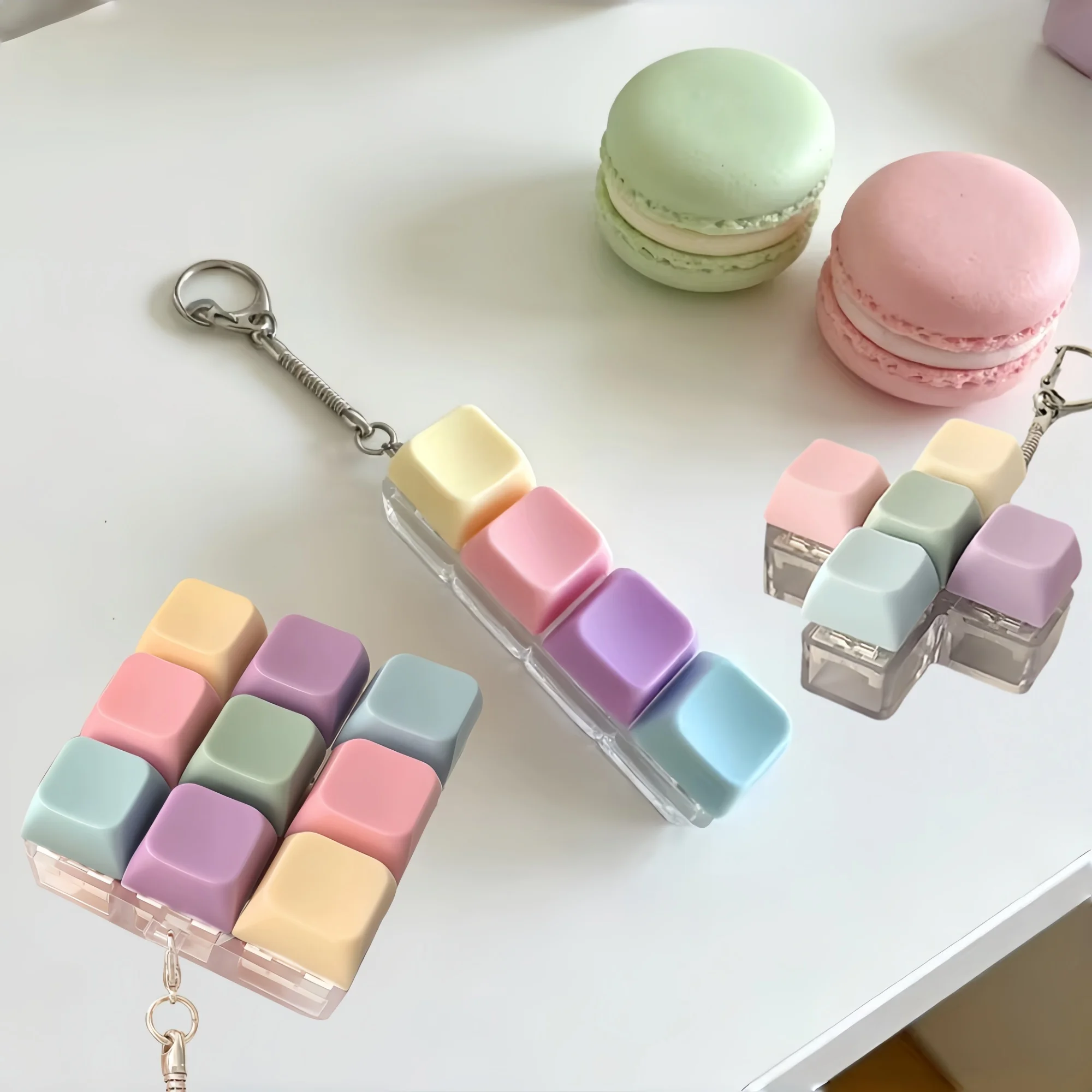 1/4/5/9 Keys Mechanical Keyboard Axis Tester Keychain Stress Relief Clicker Fidget Keyboard Decompression Tools Gifts