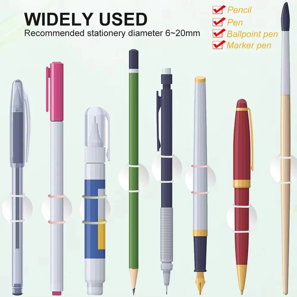4pcs/set Easy To Store Magnetic Pen Pencil Holder Vintage Colorful Elastic Band Pen Holder Light Weight Portable