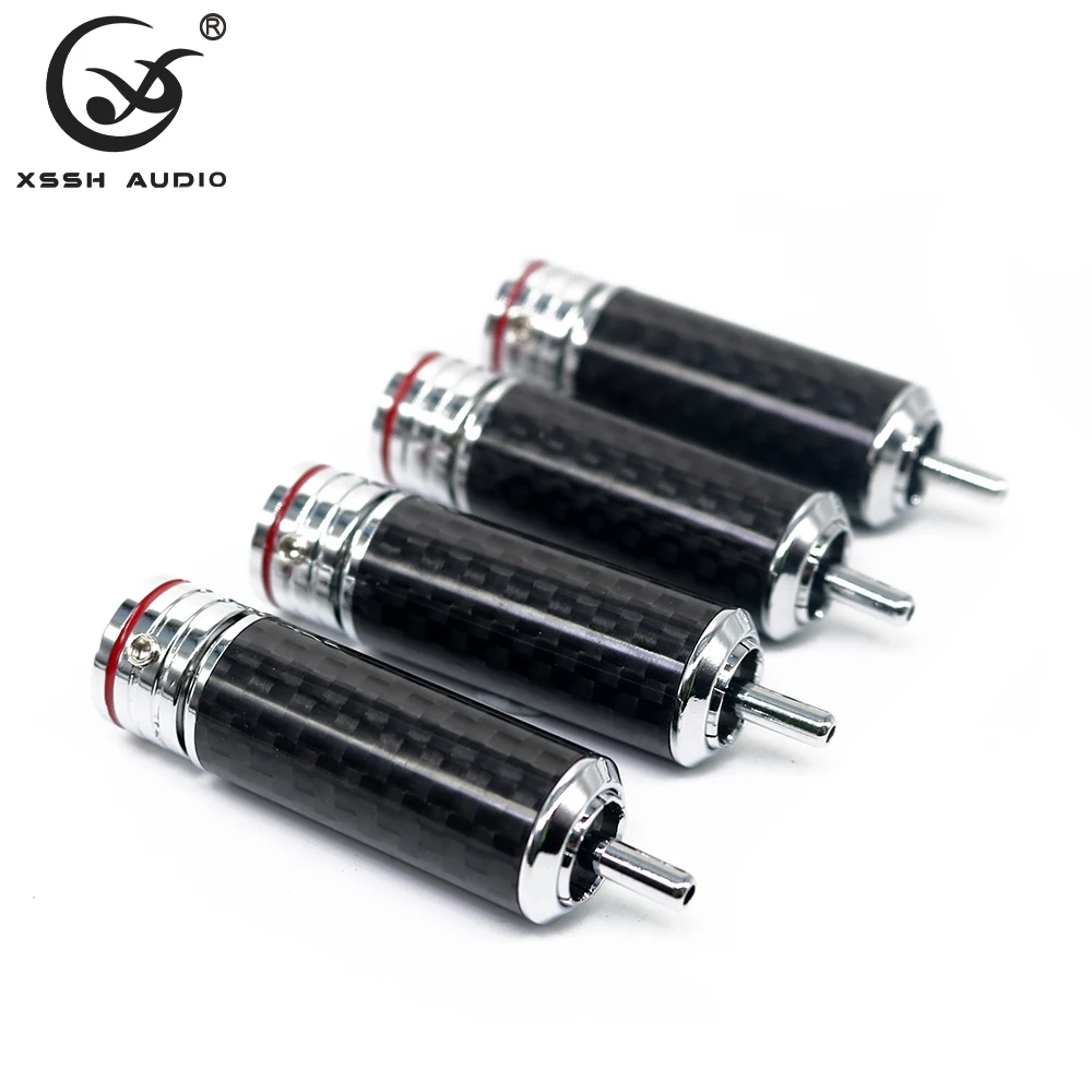 8pcs Male Lotus Adapter OEM ODM Wholesales XSSH HIFI DIY Copper Plating Rhodium Carbon Fiber Audio Video RCA Plug Connector Jack