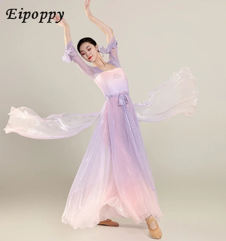 Body Charm Gauze Clothes Chinese Classic Dance Elegant Exercise Clothing Performance Costumes Women's Dress Large Swing Skirt