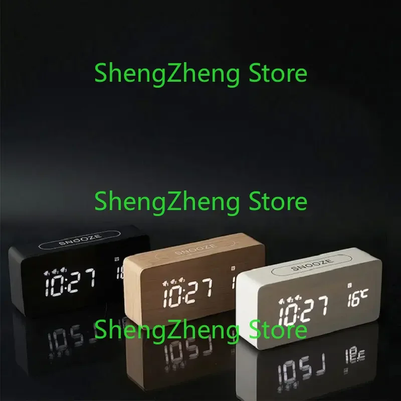 New Creative Wood Clock Rechargeable Electronic Automatic Time Alarm Fashion Nordic Style