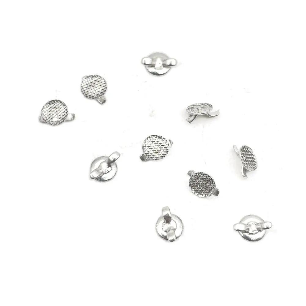 10Pcs Dental Orthodontic Lingual Button For Bondable Round Mesh Base Monoblock Dental Traction Hook Dental Lingual Cleats