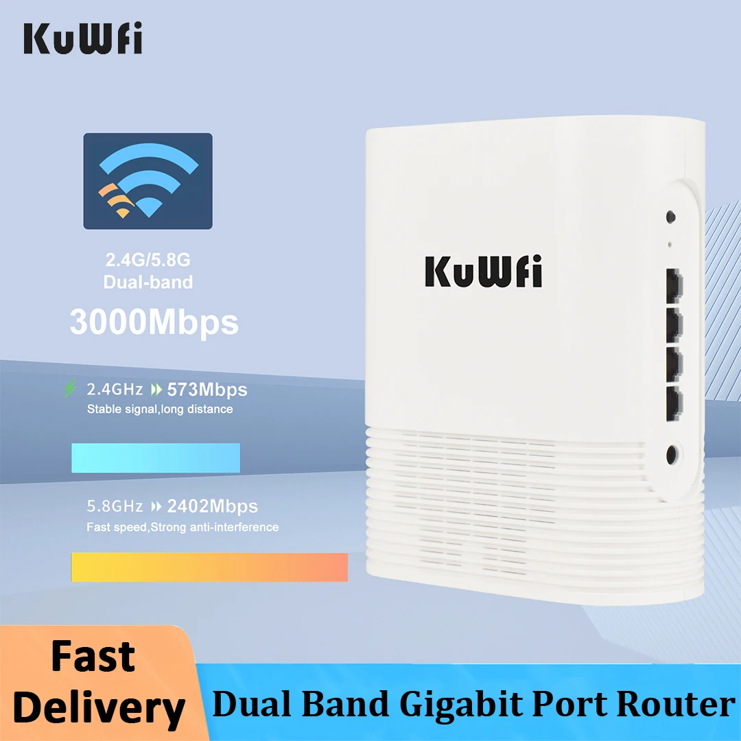 

KuWFi AX3000 Wifi 6 Mesh WIFI Router 2.4G 5GHz Dual-Band Network WIFI6 Gigabit High Gain Antenna Wireless Router up to 128 Users