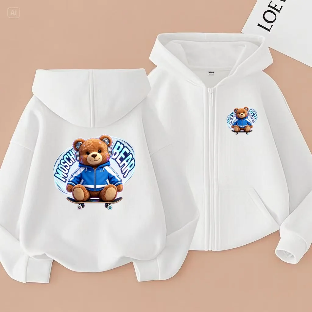 Children's Sports Jackets, Cute Animated Printed Zipper Jackets and Sweatshirts for Boys and Girls Like Purple, Pink and White