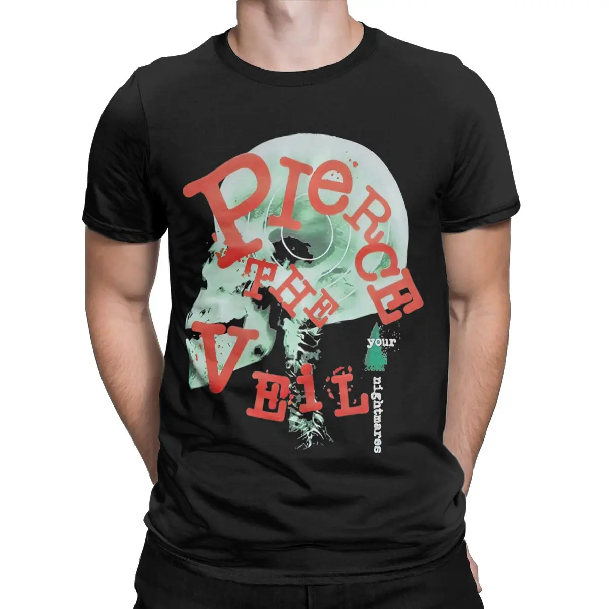 Men T-Shirt Pierce The Veils Skull Ray Novelty 100% Cotton Tees Short Sleeve T Shirt Round Neck Tops Graphic