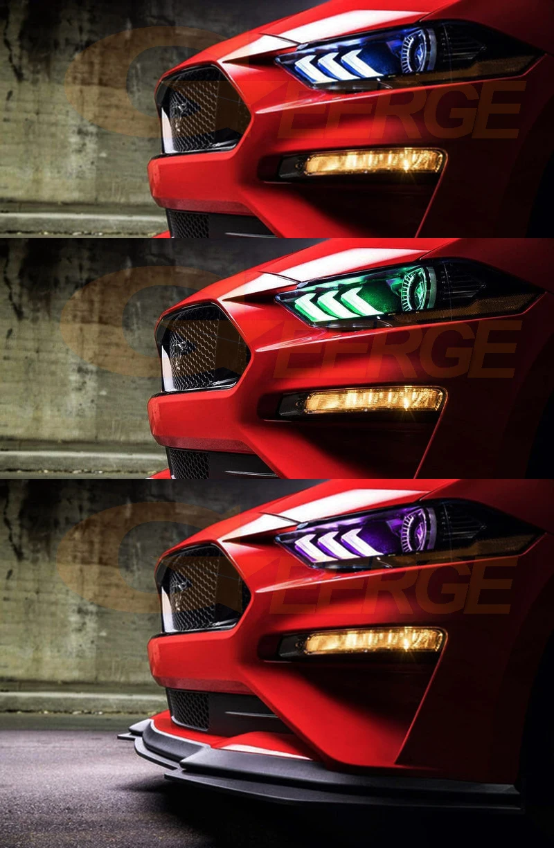 For Ford Mustang 2018 2019 2020 2021 2022 Day Light Bluetooth App Multi-Color Ultra Bright RGB LED Halo Rings DRL Boards