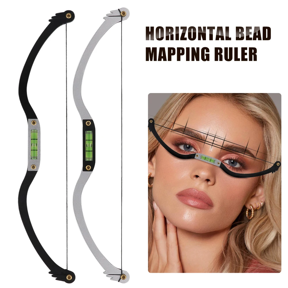 Sliver/Black Eyebrow Positioning Metal String Mark Ruler Microblading Horizontal Tattoo Bead Mapping Ruler Measuring Brow