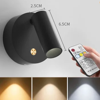 터치 스위치가 있는 USB 충전식 LED 침실 벽 조명, 마그네틱 베이스, 침대 옆 공부 독서용 밝기 조절 가능, 블랙 화이트 자석