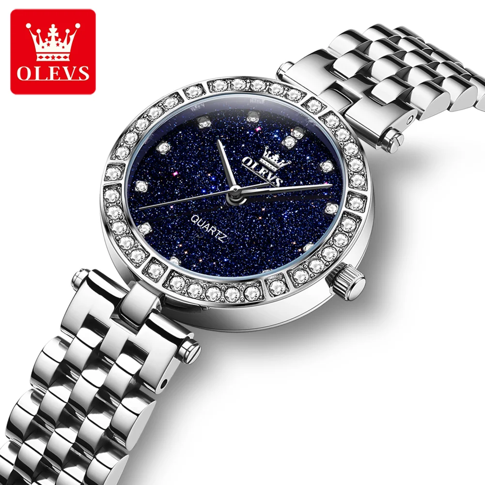 OLEVS Luxury Top Brand Women's Watches Elegant Fashion Starry Sky Dial Quartz Watch Women Original Waterproof Wristwatch Ladies