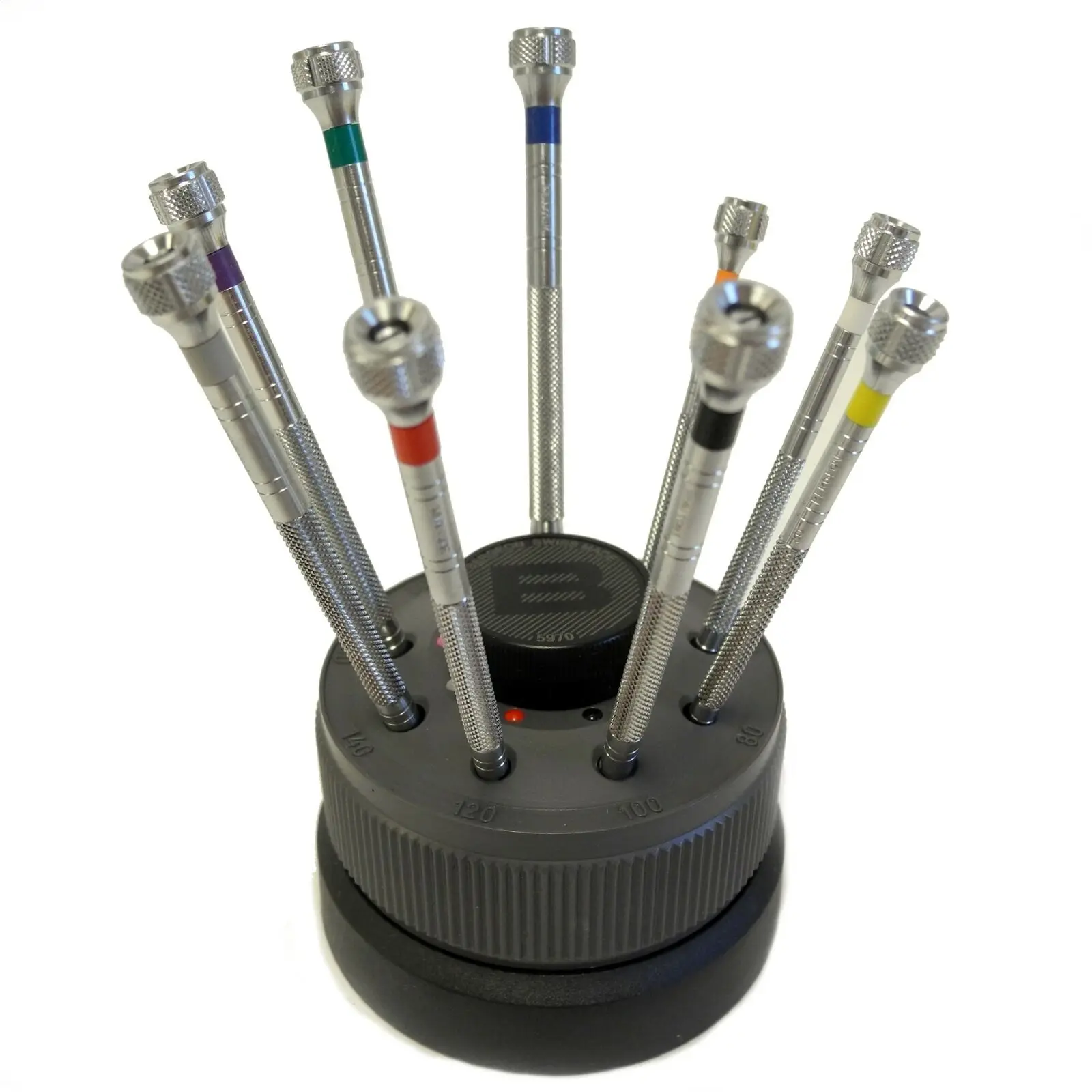 Bergeon 5970 Set of 9 Screwdrivers with Rotating Stand w/ Spare Blade