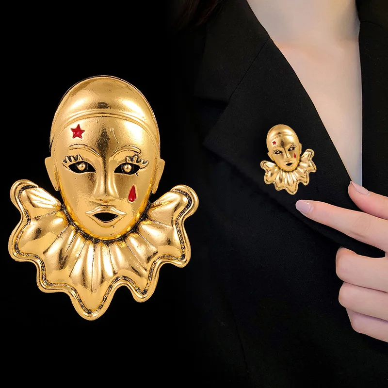 Vintage glossy human head brooch fashion creative human face pin hot sale men women clothing accessories jewelry gift