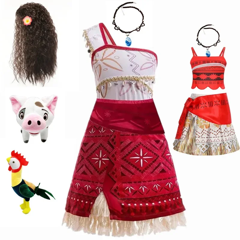 새로운 2025 2 의상 소녀 코스프레 공주 드레스 어린이 Vaiana 옷 카니발 파티 어린이 의상 폴리네시아 스타일 wrl88 z