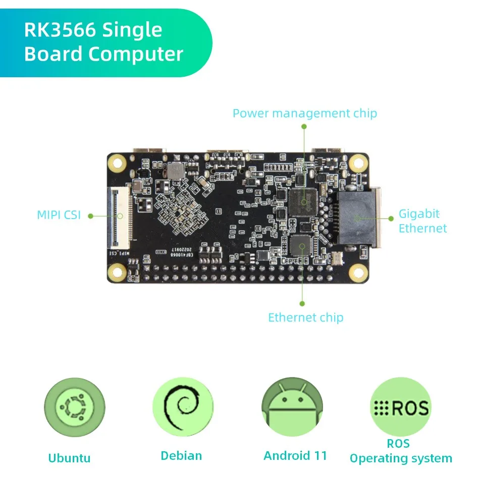 Rockchip RK3566 Single Board Computer 4GB Open Source Ram Arm SBC Computer Motherboard For Artificial Intelligence Raspberry Pi