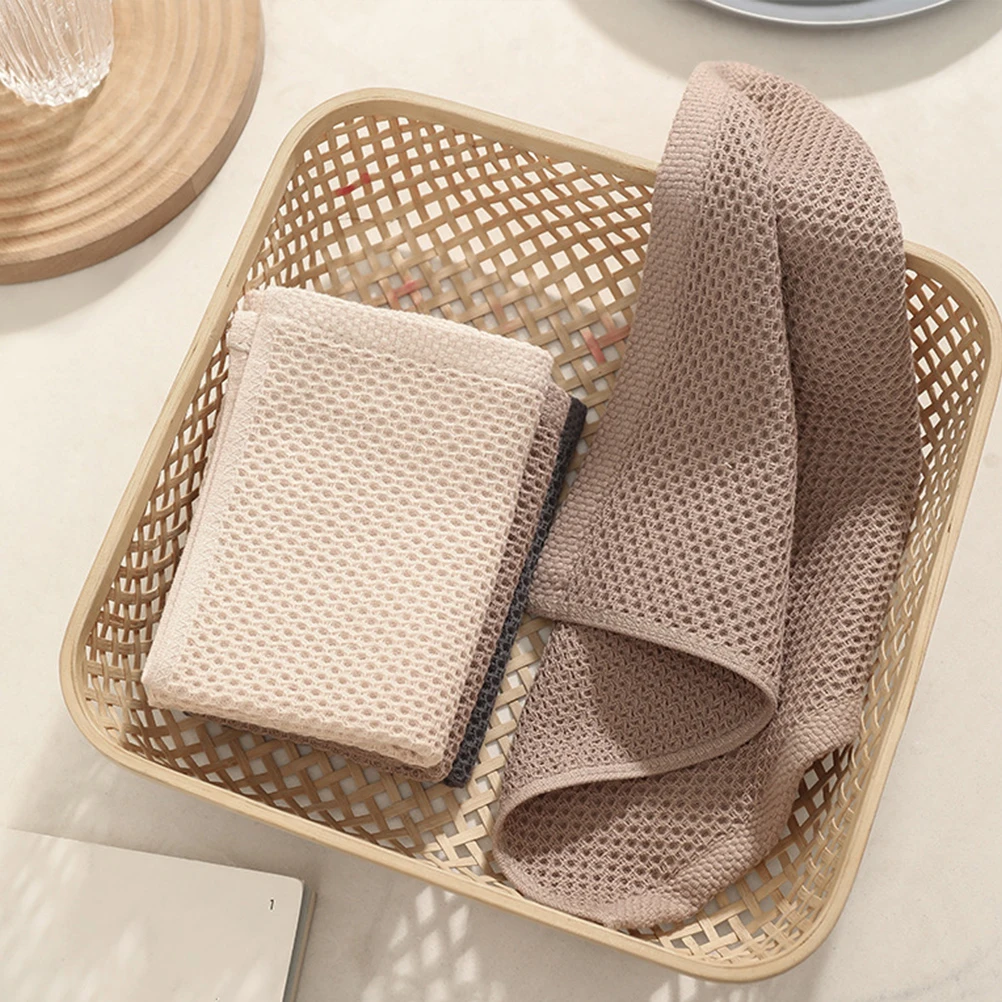 

3pcs Cotton Dish Cloths Kitchen H Towels Non Stick Oil Absorbent Cleaning Wiping Towels Deep Grey Light Grey Beige