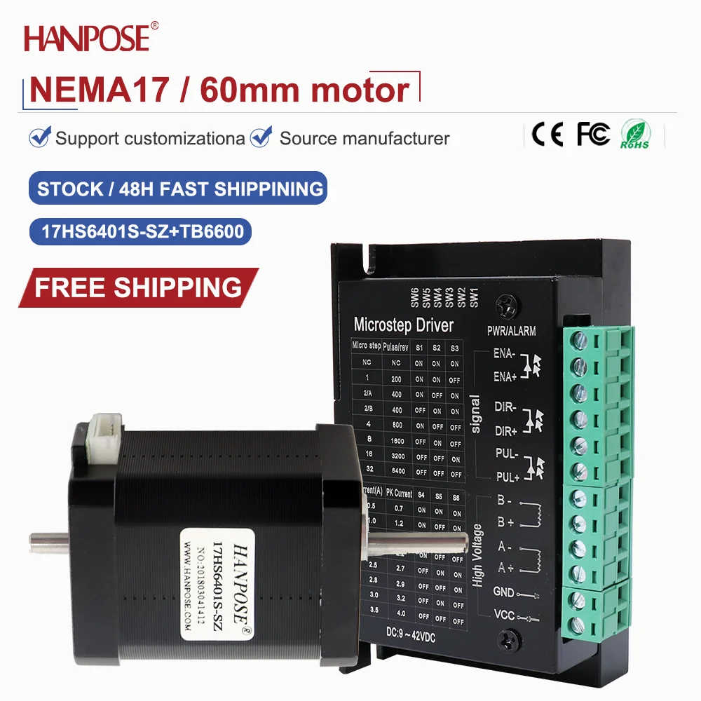 NEMA17 dual axis stepper motor 0.7N. m 1.5A 17HS6401S-SZ+TB6600drive high-precision and fast operation