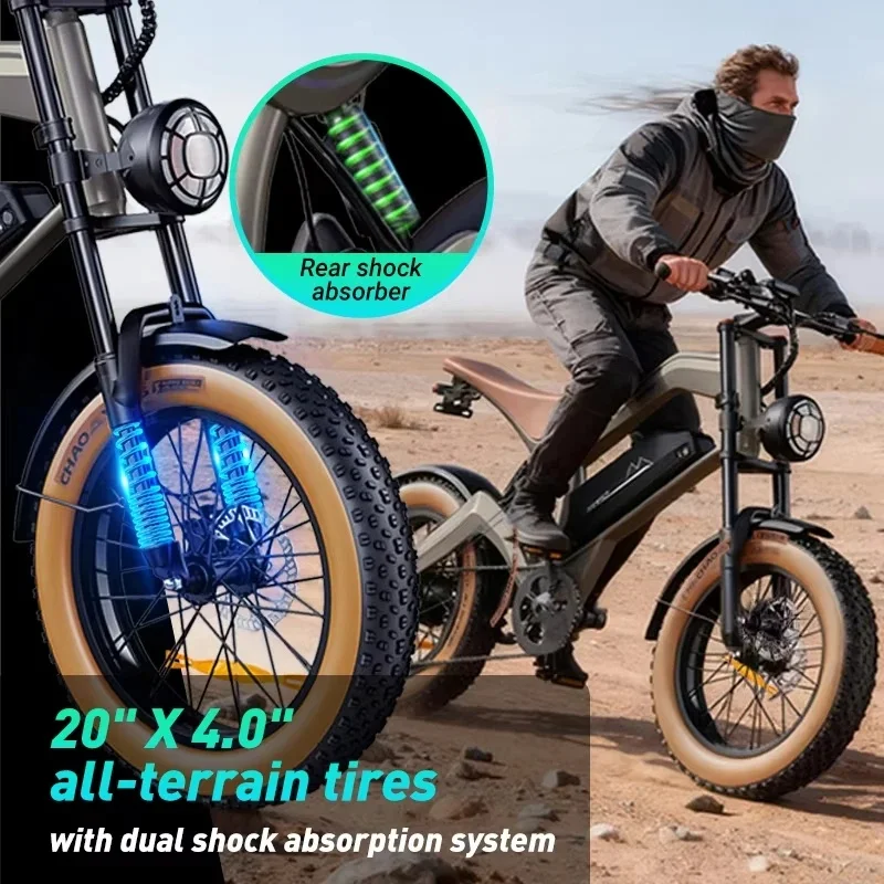 E-bike Peak 1500W 48V15.6AH Lithium Battery Off-Road Electric Bike Hydraulic Brake 20*4 inch Fat Tire Mountain Electric Bicycle image 8