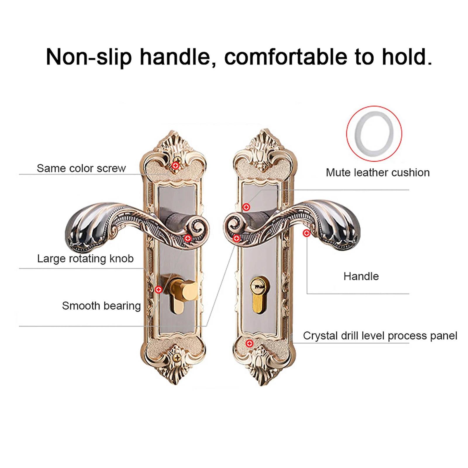 الأوروبي الرجعية خمر قفل الباب الداخلية مكافحة سرقة قفل باب الغرفة رافعة مجموعة قفل الباب الأوروبي قفل الباب خمر #3