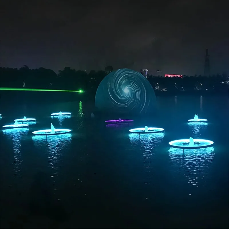 DMX512 800W Round LED Duckweed Light Outdoor Water Floating Lotus Light IP66 Waterproof Colorful Pool Lamp Lake Landscape Light