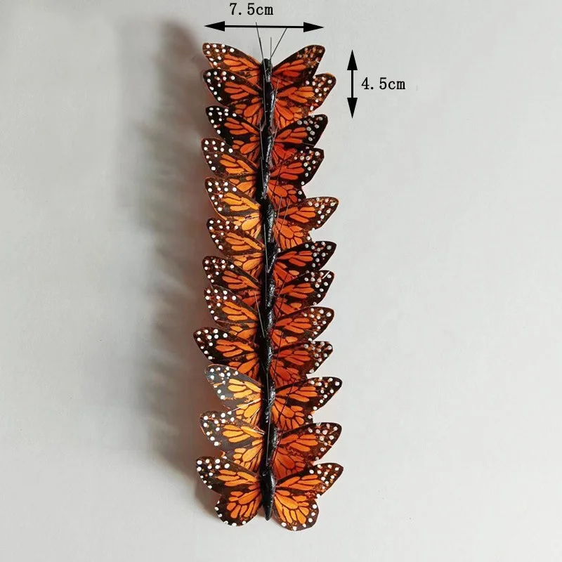 فراشات ريشة صناعية مصنوعة يدويًا على شكل فراشة مونارك لتزيين حفلات الزفاف والهالوين