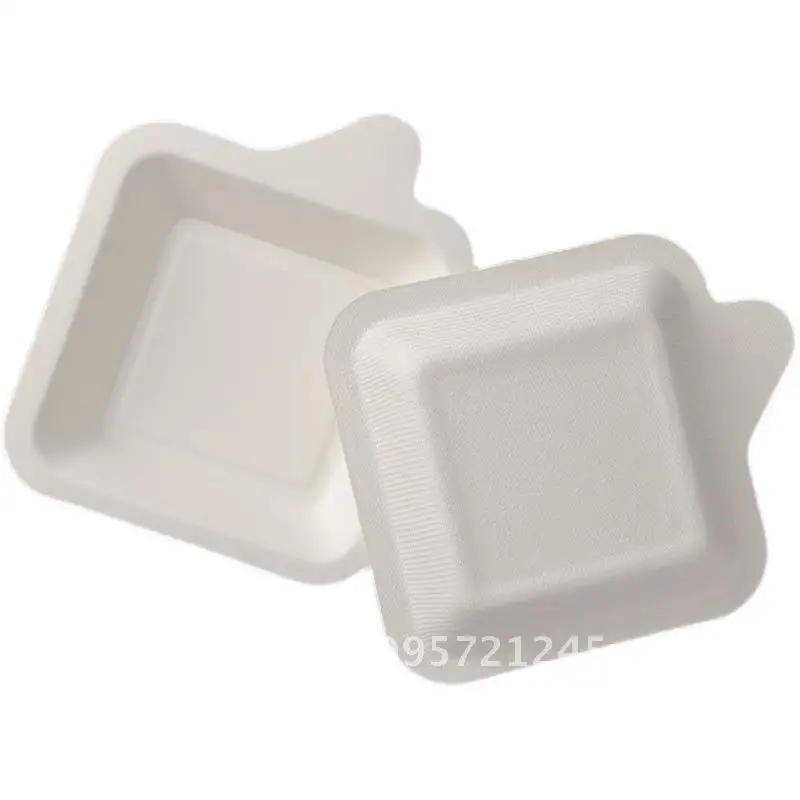 

Disposable Square Paper Cake Plate 4-inch 6-inch 8-inch Thickened Dinner Tray Biodegradable Pulped Paper for Birthday Parties