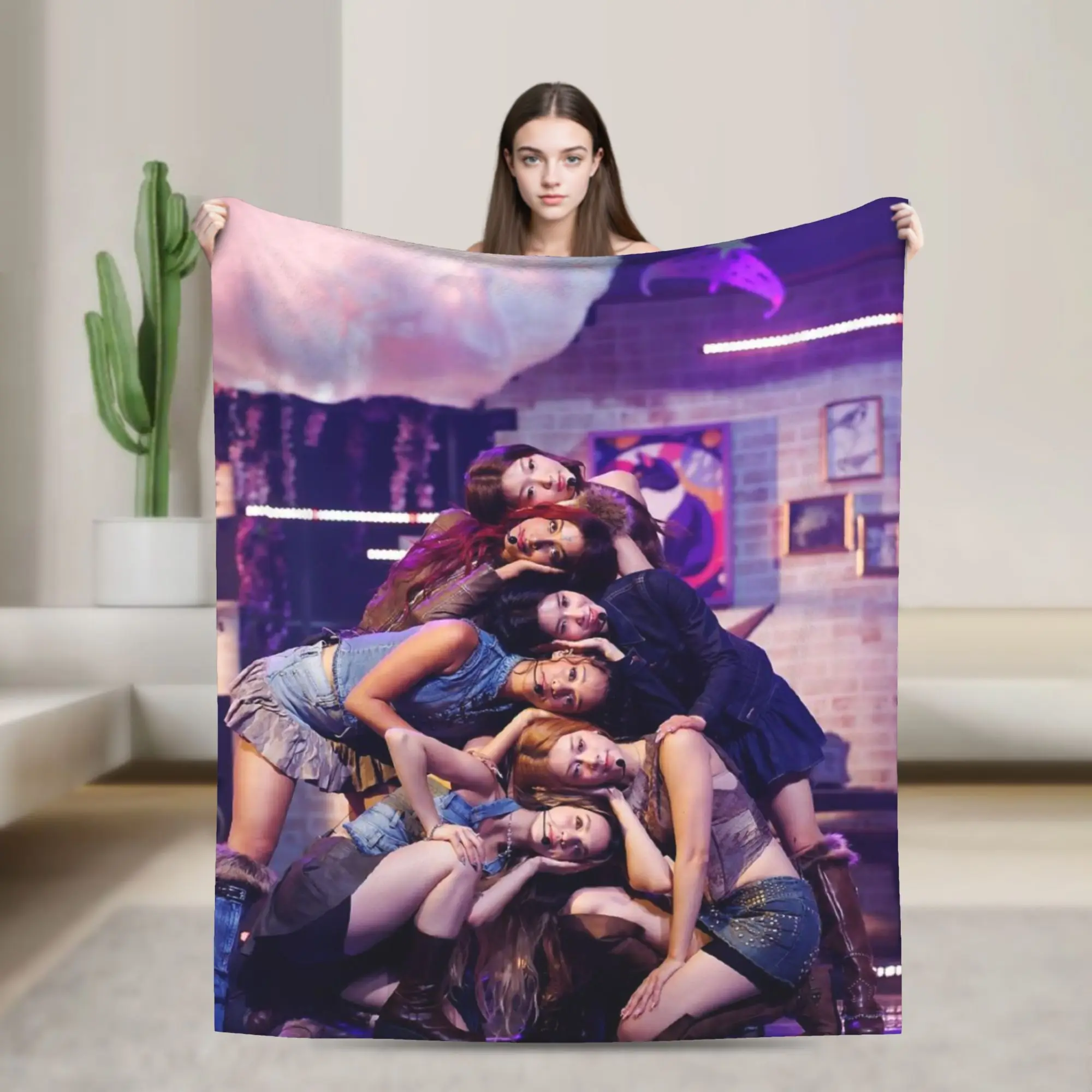 Katseye Kpop Girls  Warm Blanket  Child Plush Throw Blanket Print Couch Chair Flannel Bedspread Sofa Bed Cover