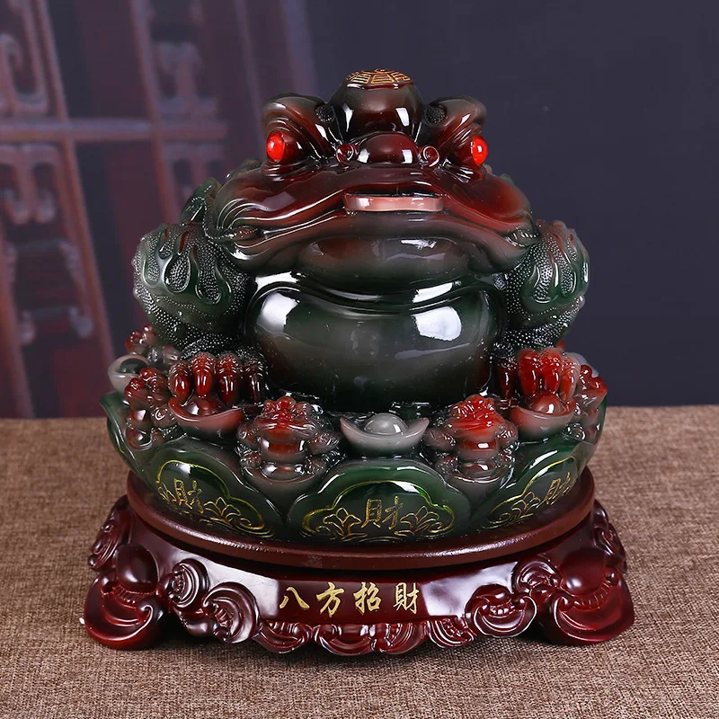 Gold Toad Ornaments Imitation Jade Decoration Feng Shui Fortune from all directions house business craft efficacious Mascot y97