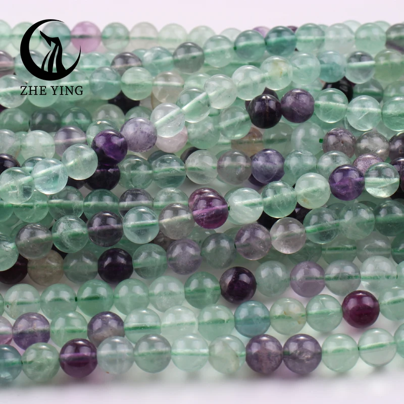 Perle di pietra di Fluorite multicolore naturale perline distanziatrici allentate rotonde 6/8mm 15 "fili per gioielli che fanno collana di bracciali fai da te