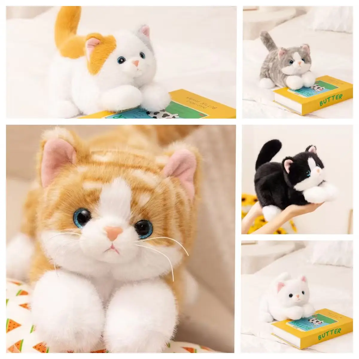

Adorable 35/45CM Striped Prone Cat Plush Animals Super Soft PillowToys Hi-Q Baby Appease Dolls Cute Christmas Halloween Gifts