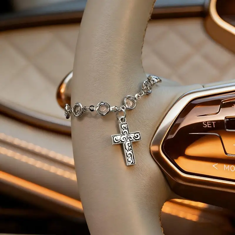 Cross Shaped Five Pointed Star Car Pendant Unique Auto Hanging Rearview Mirror Interior Decor Stylish Gift