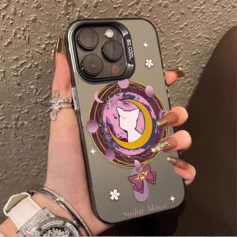 Luna Cat Sailor Moon PC Case for Samsung Galaxy A26 A36 A56 A25 A35 A55 A34 A54 A13 A33 A53 5G A06 A16 A15 A14 A23 A52 A52S A31