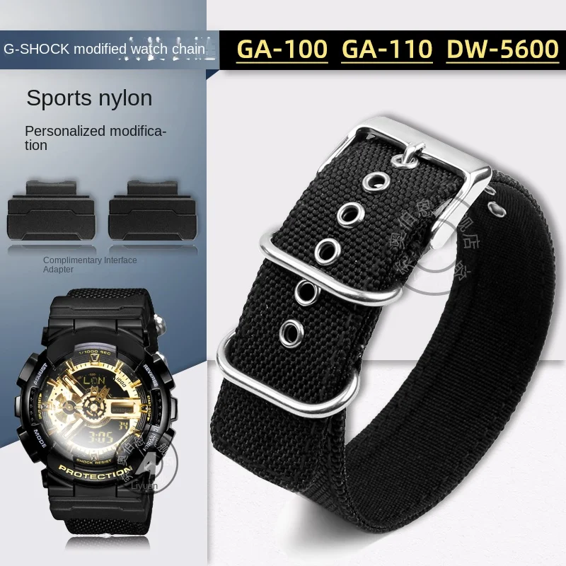 

High quality nylon strap modification for Casio G-SHOCK 5148 GA-110GB GA-100 DW5600BBN integrated waterproof nylon canvas band