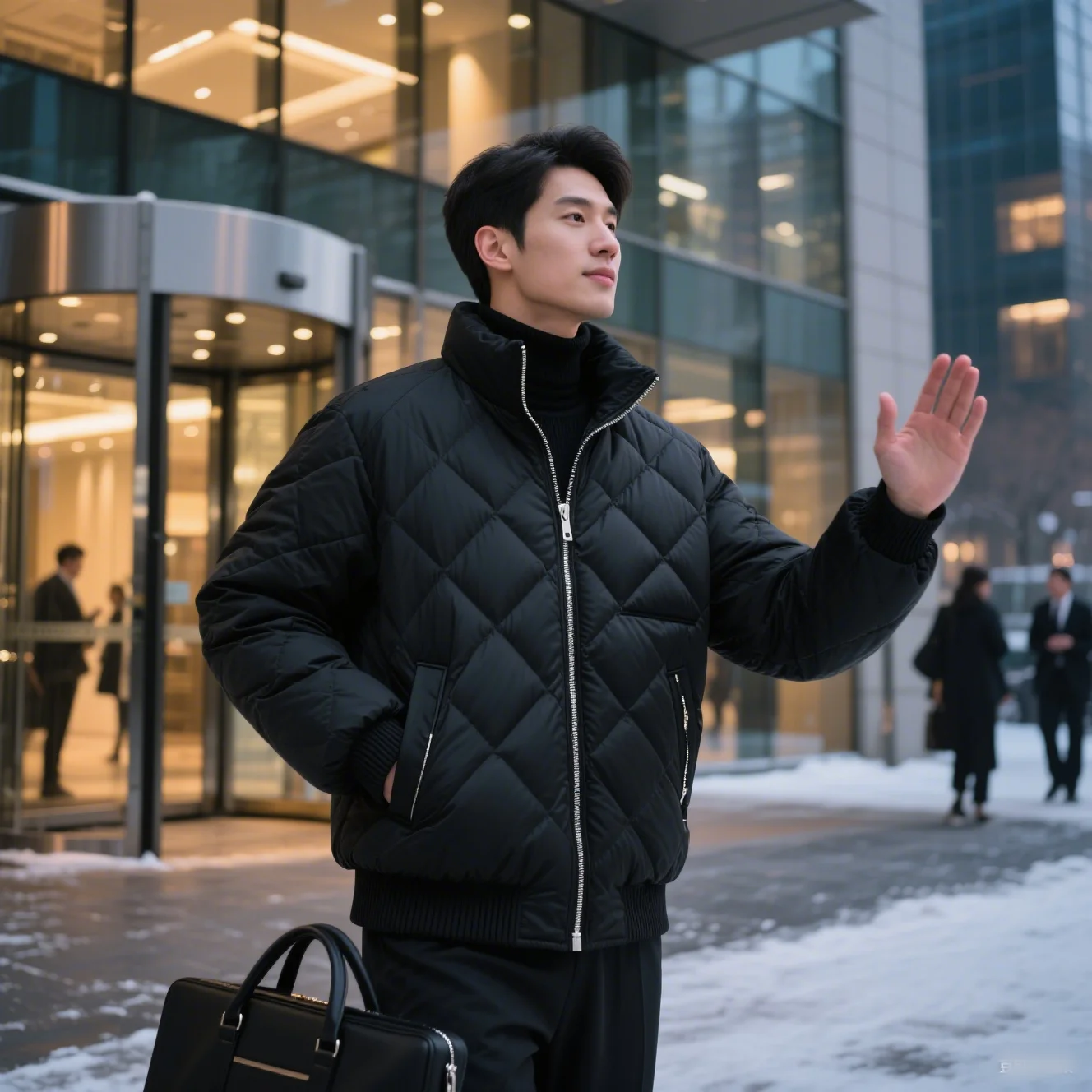 

Мужской пуховик со стоячим воротником и ромбовидным узором, ветрозащитный, теплый, легкий, приталенный, повседневный универсальный топ