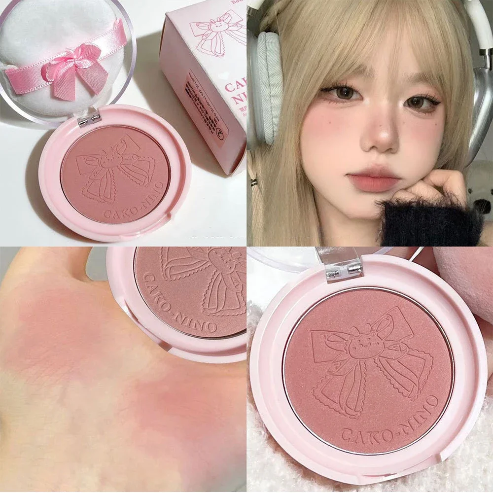 Blush facial impermeável para feminino, tonalidade de bochecha fosca, clarear bochecha, contorno cosméticos, pó de blush macio