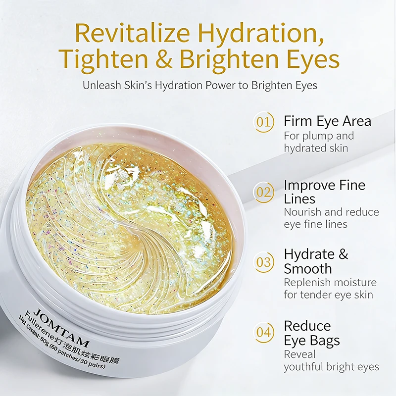 60pcs Fullerene Light Bulb Eye Mask Moisturizing Smooth Fine Lines Brighten Under Eye Patches Anti Aging Eye Care Treatment