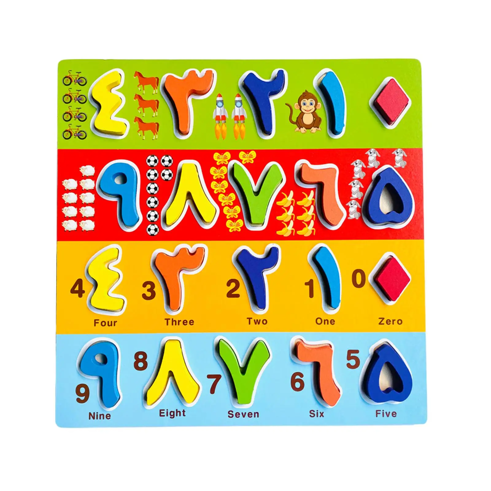 Wooden Alphabet/Number Colorful Arabic Puzzle Board for Baby Kids Educational Toy Montessori Toy Teaching Aids