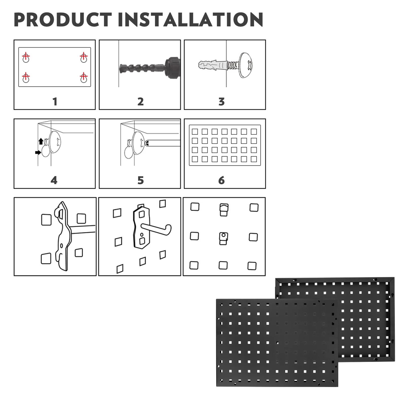 

Thickened Cold Rolled Steel Tool Holder 20mm Corner Garage Storage Rack Pegboard Metal Wall Hanger Square Hole Organizer